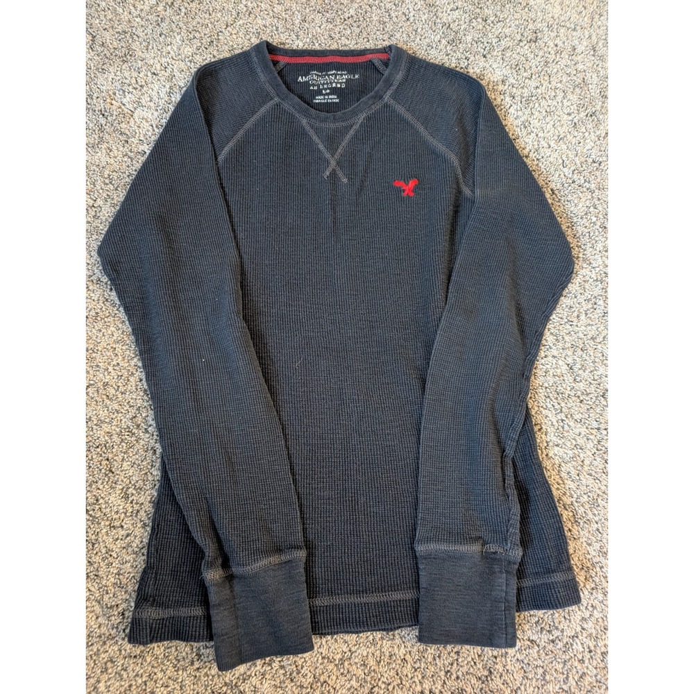American Eagle Mens Navy Blue‎ Thermal Waffle Knit AE Legend Shirt Small 08/12